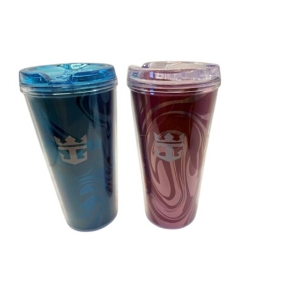 Royal Caribbean Coca-Cola Insulated Tumbler Set of 2 Blue Purple Swirl 16oz